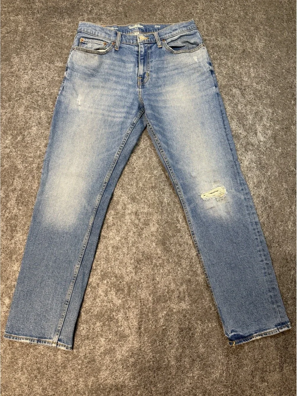 Goodfellow & Co Total Flex Athletic Jeans Mens 32x30 Distressed Light Wash Denim